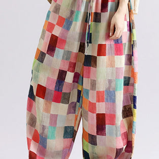 Floral Drawstring Wide Leg Casual Pants