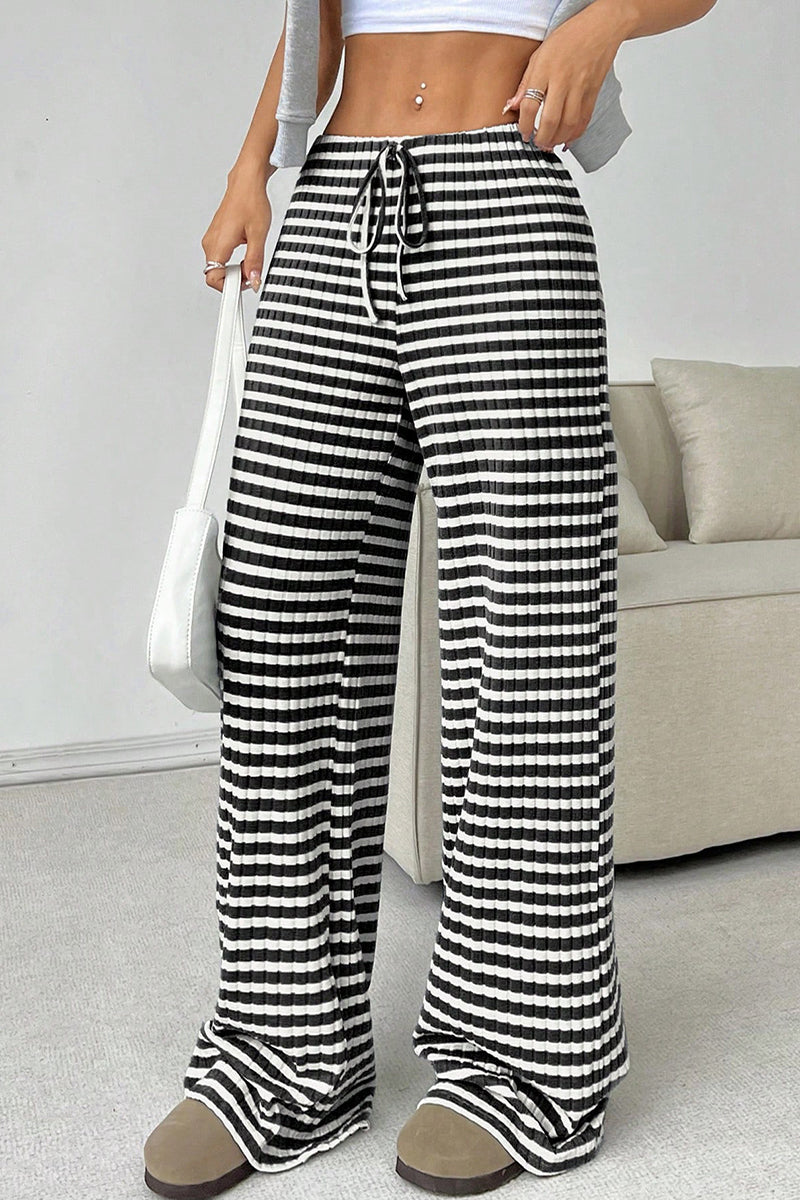 Checkered Wide-Leg Casual Pants