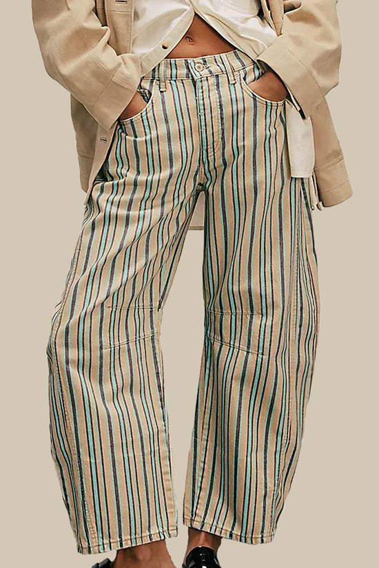 Striped Print Straight Jeans