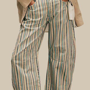 Striped Print Straight Jeans