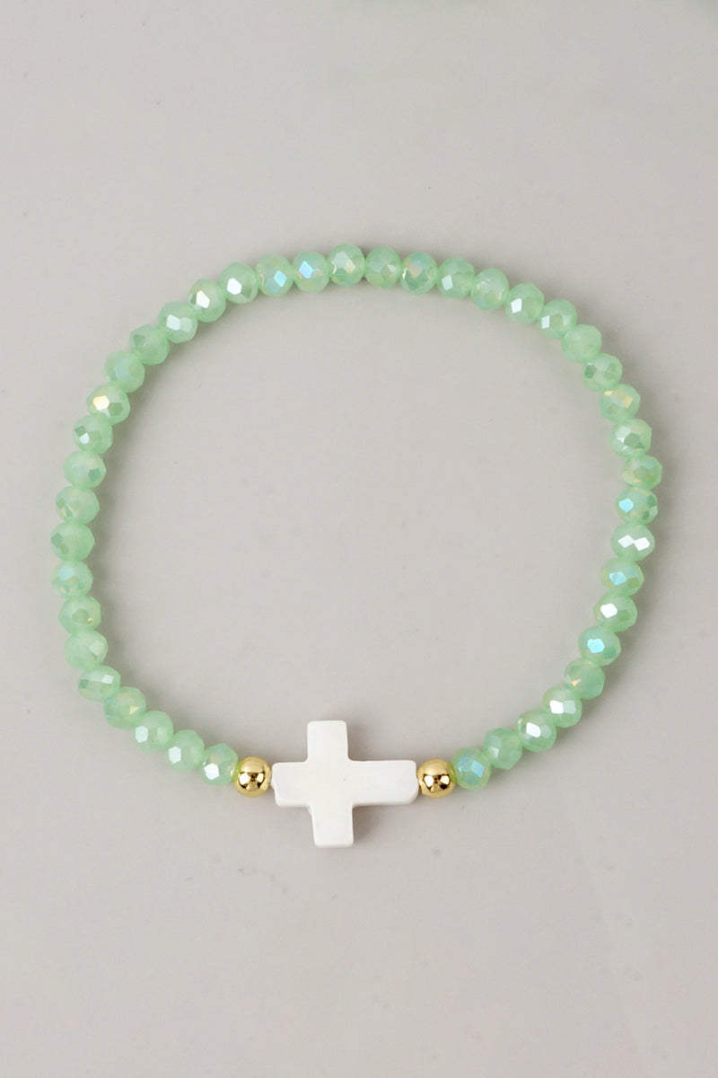 Elegant Beaded Cross Bracelet