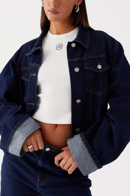 Classic Denim Jacket with Button-Down Front