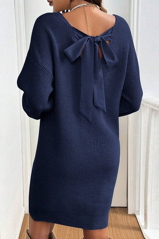 Bow Back Knit Casual Dress