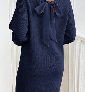 Bow Back Knit Casual Dress