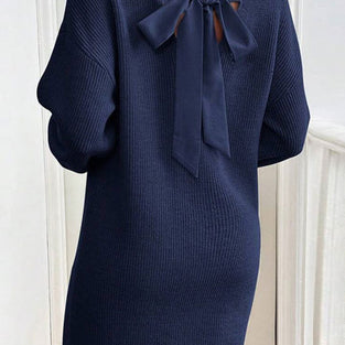 Bow Back Knit Casual Dress