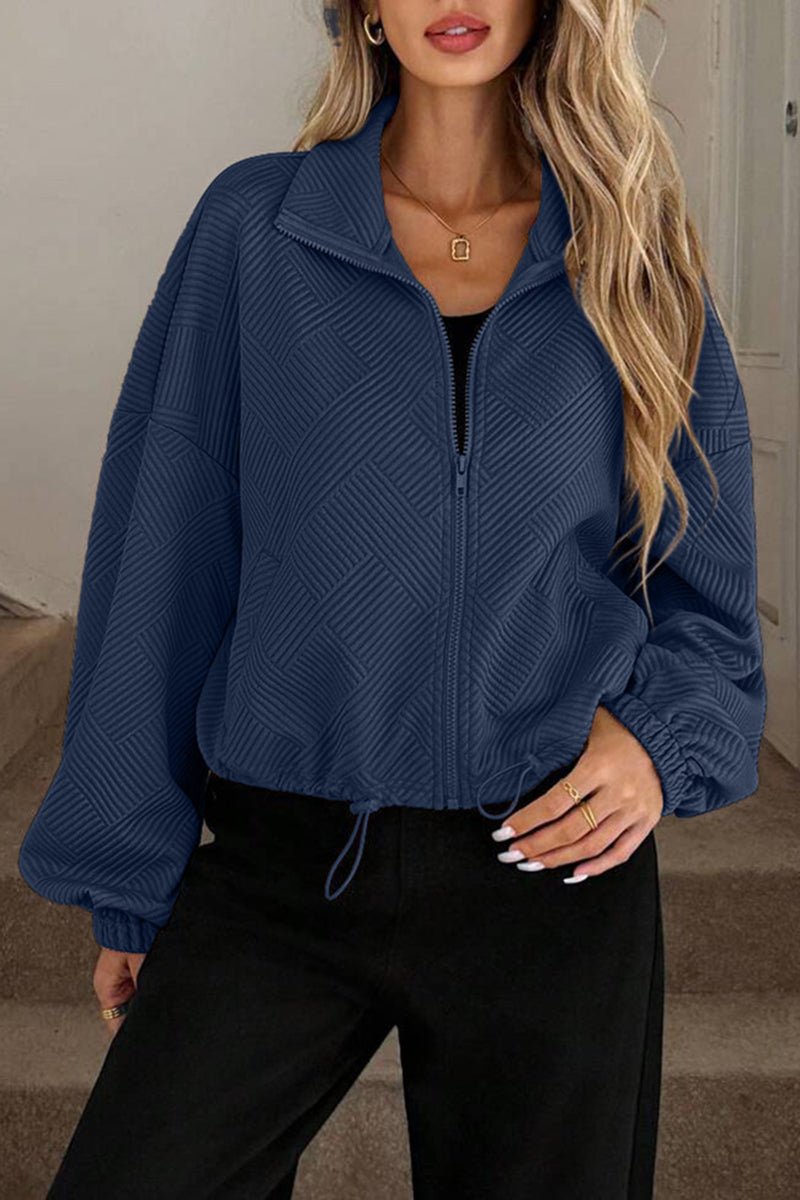Textured Zip-Up Casual Jacket