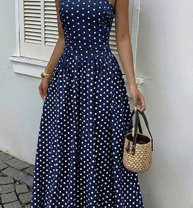 Polka Dot Strapless Maxi Dress