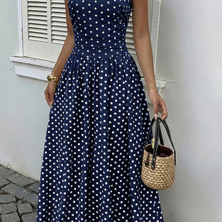 Polka Dot Strapless Maxi Dress