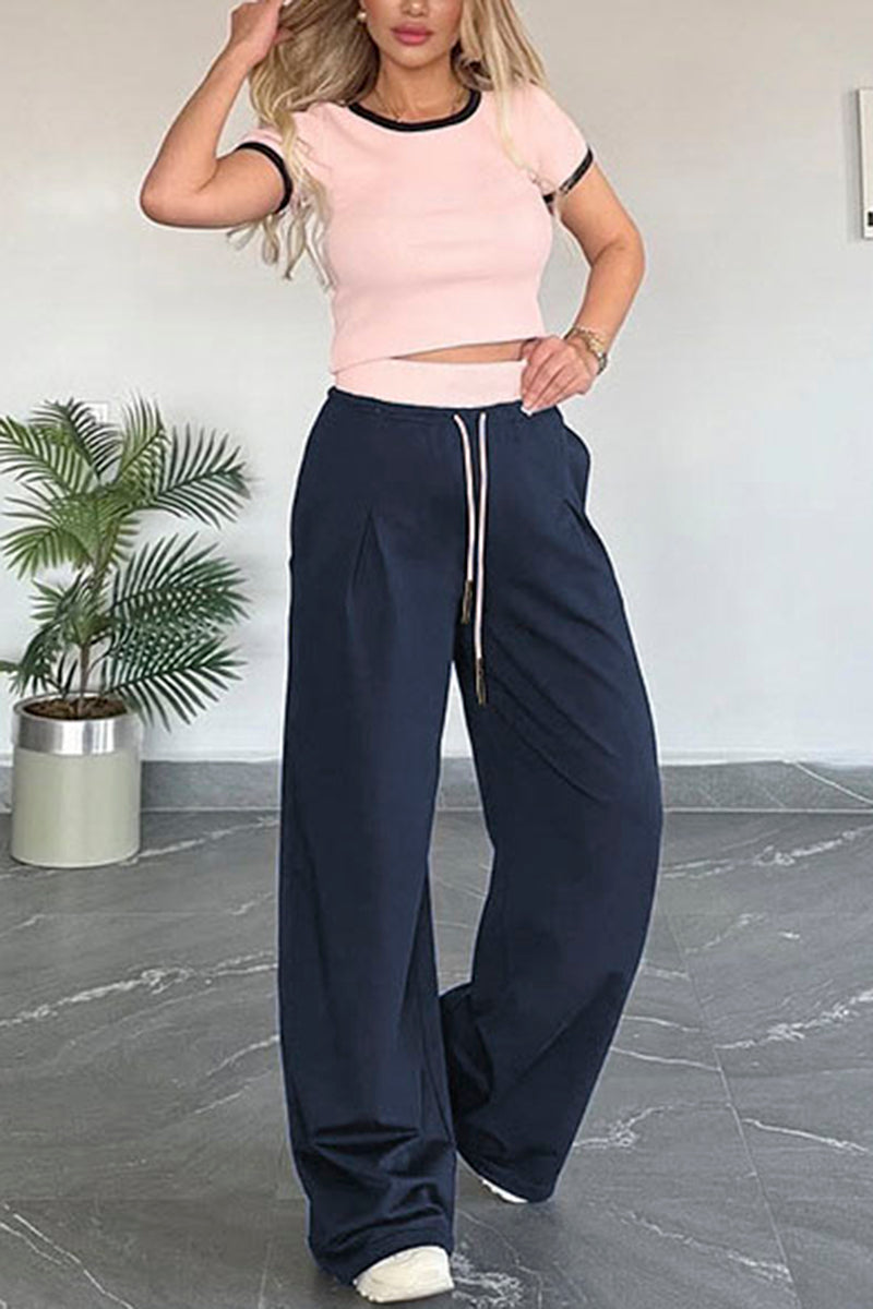 Chic Crop Top and Wide Leg Pants Set