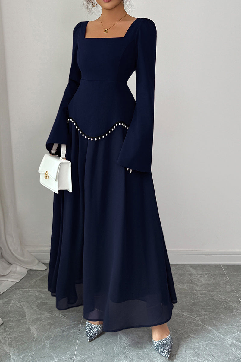 Elegant Square Neck Maxi Dress