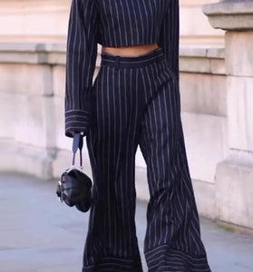 Striped Flare Pants and Crop Top Set