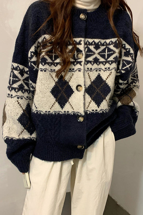 Geometric Pattern Oversized Cardigan