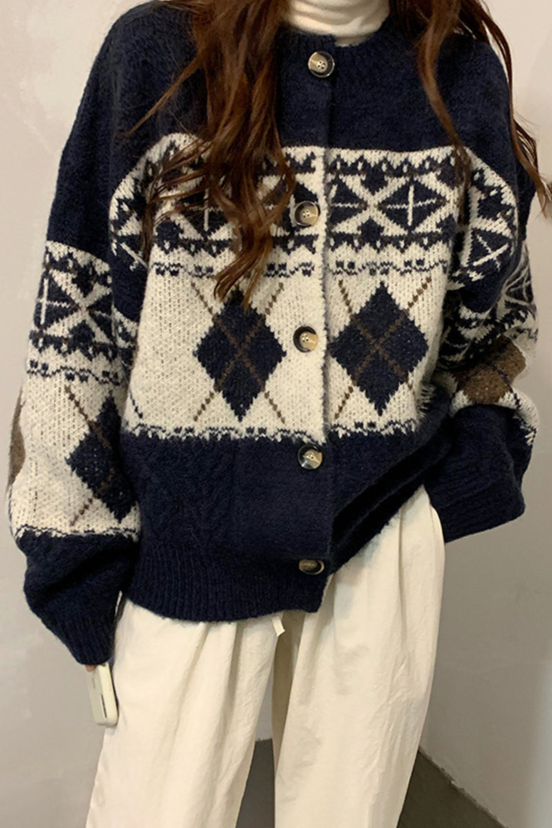 Geometric Pattern Oversized Cardigan