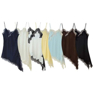 Asymmetrical Lace Hem Stylish Slip Dress