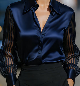 Elegant Sheer Sleeve Blouse
