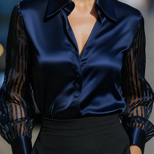Elegant Sheer Sleeve Blouse