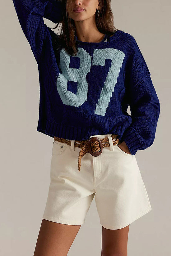 Oversized Number Knit Sweater