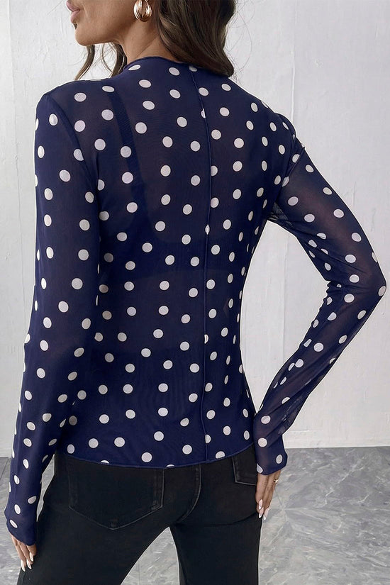 Polka Dot Sheer Long Sleeve Top