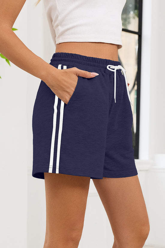 Striped Casual Shorts with Pockets