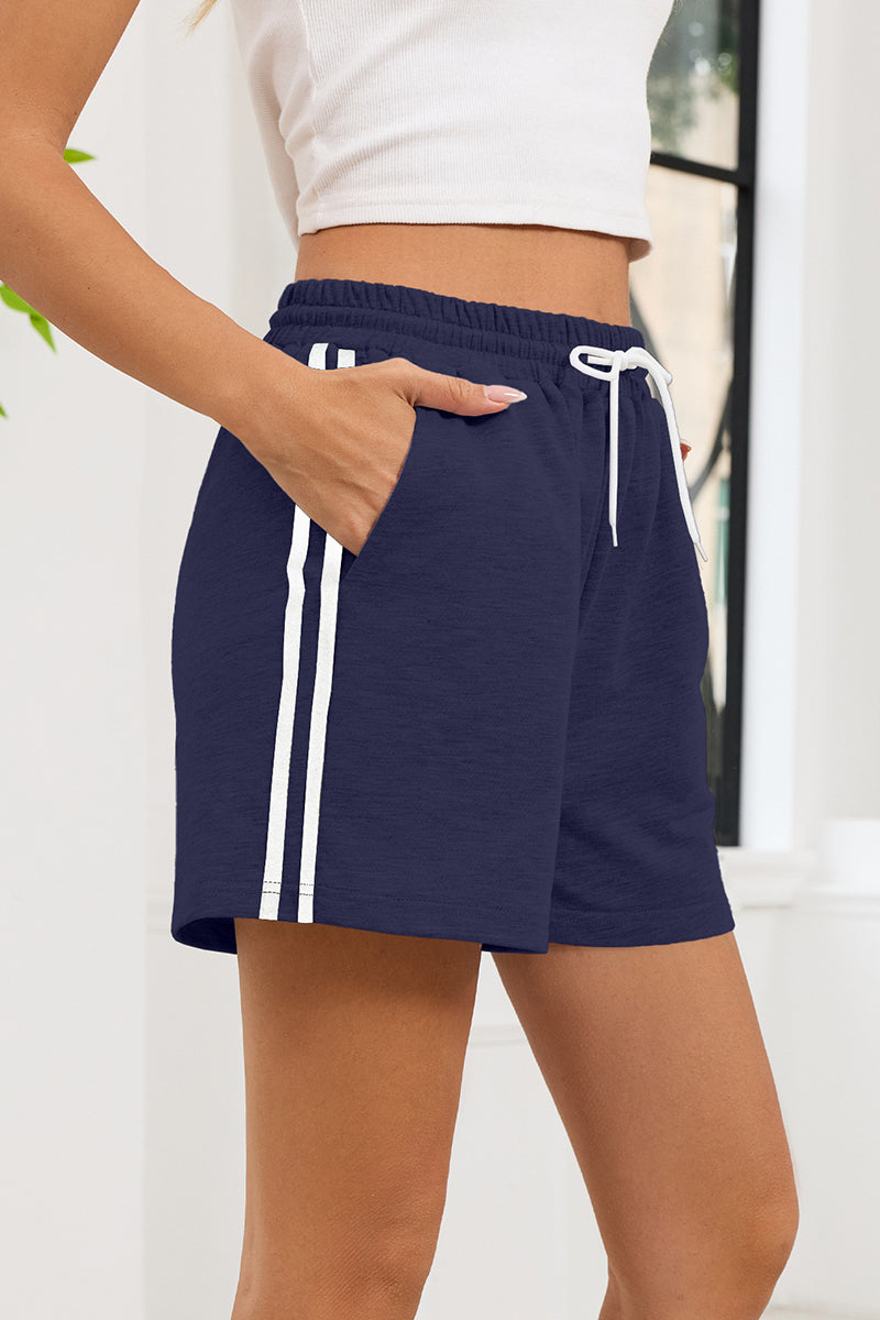 Striped Casual Shorts with Pockets