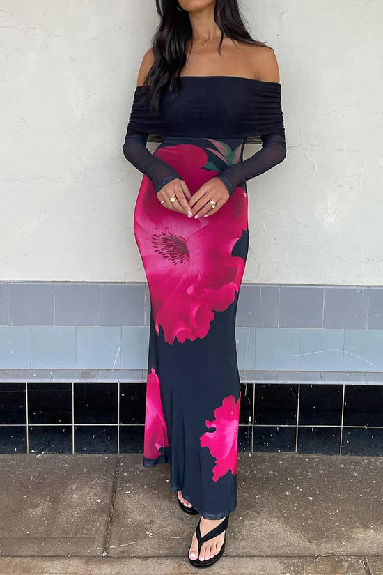 Off-Shoulder Floral Maxi Dress