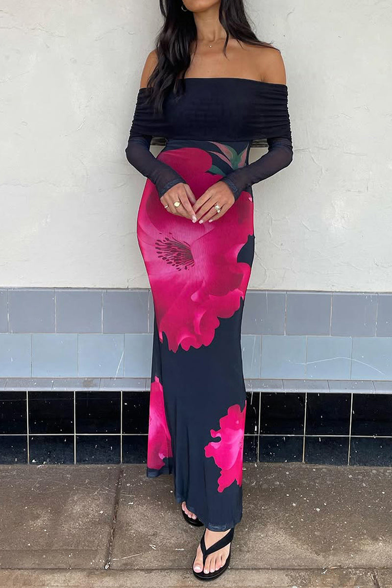 Off-Shoulder Floral Maxi Dress