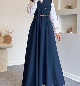 Shirt-Inspired Layered Button Dress