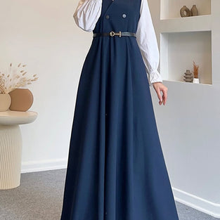 Shirt-Inspired Layered Button Dress