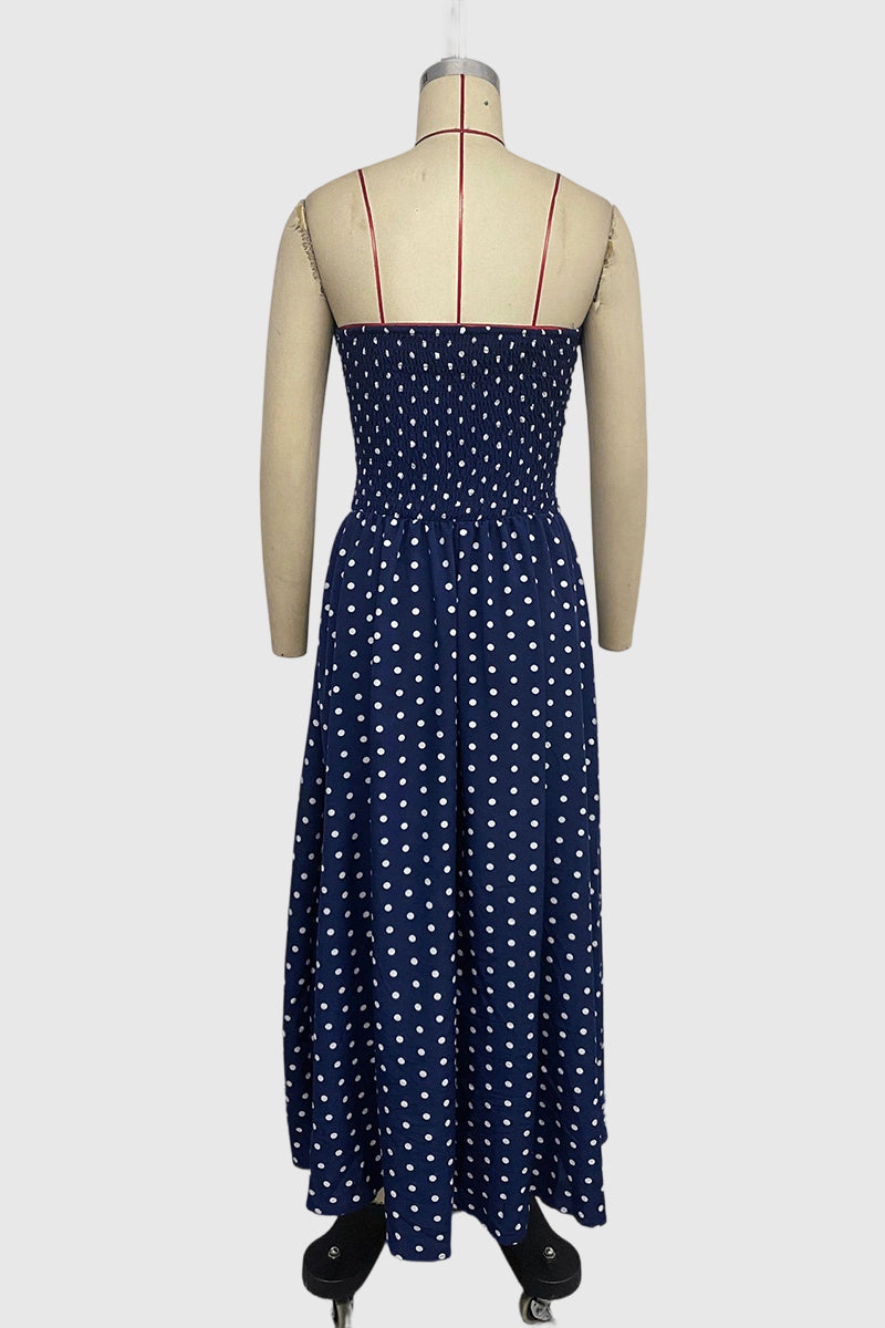Polka Dot Strapless Maxi Dress