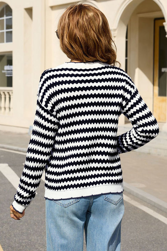 Zigzag Patterned Long Sleeve Sweater