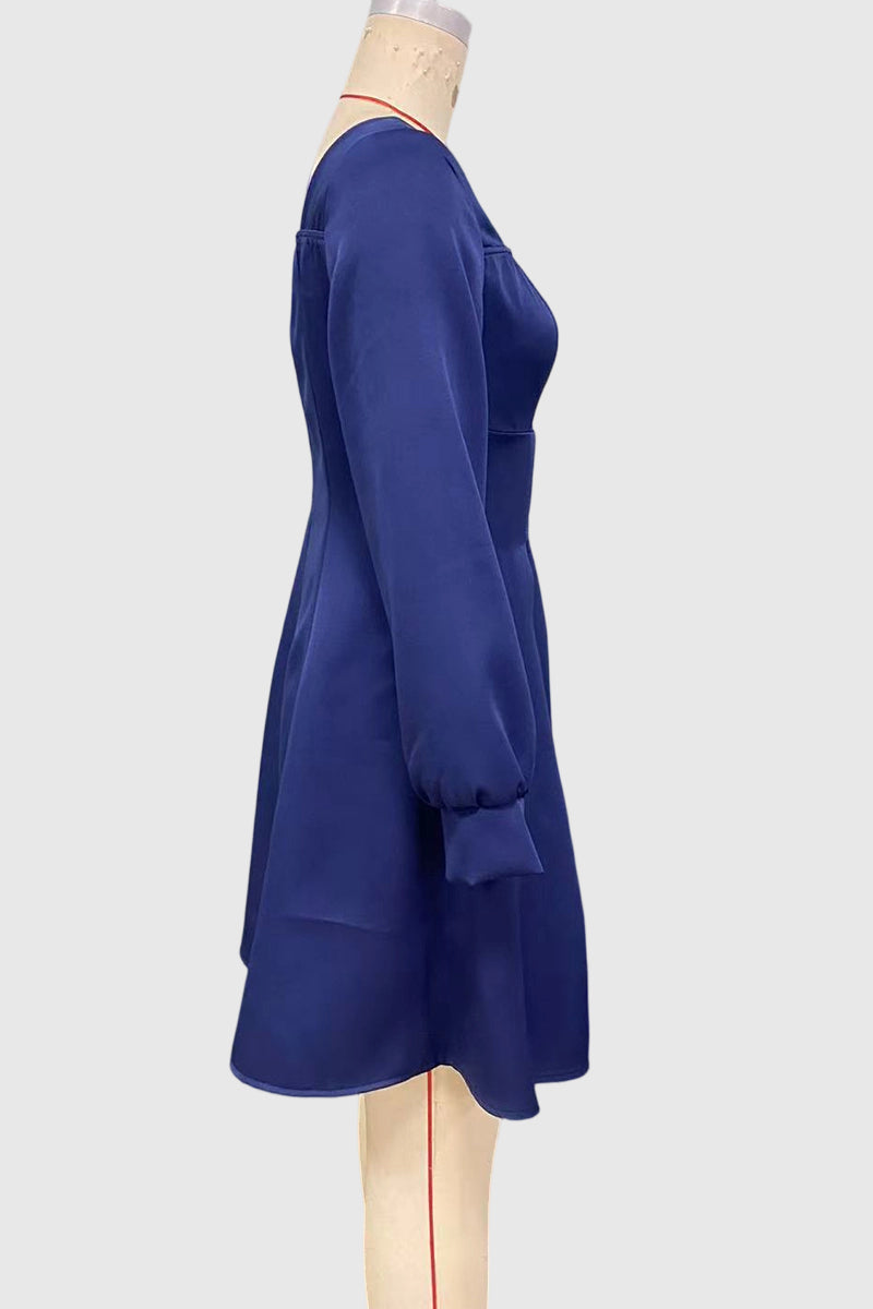 Square Neck Long Sleeve Casual Dress