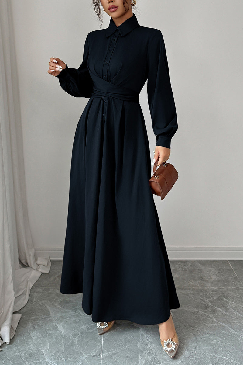 Elegant Long Sleeve Maxi Casual Dress
