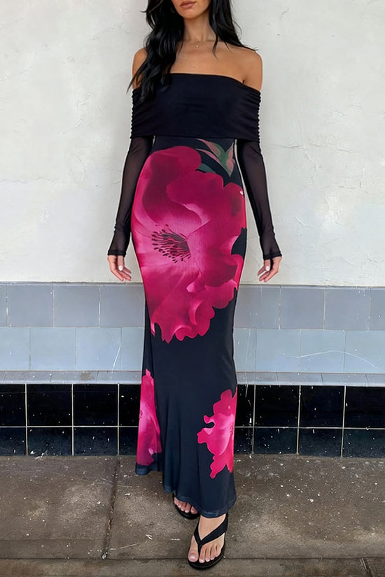 Off-Shoulder Floral Maxi Dress