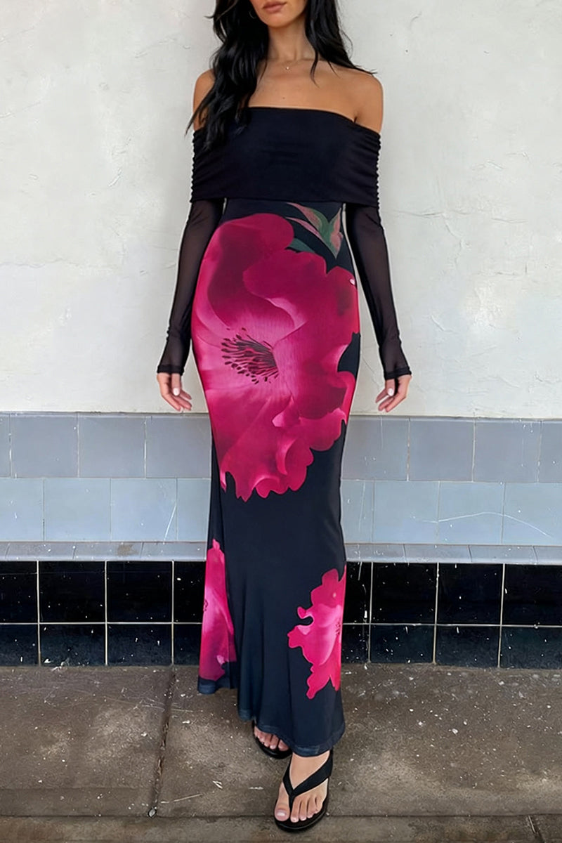 Off-Shoulder Floral Maxi Dress