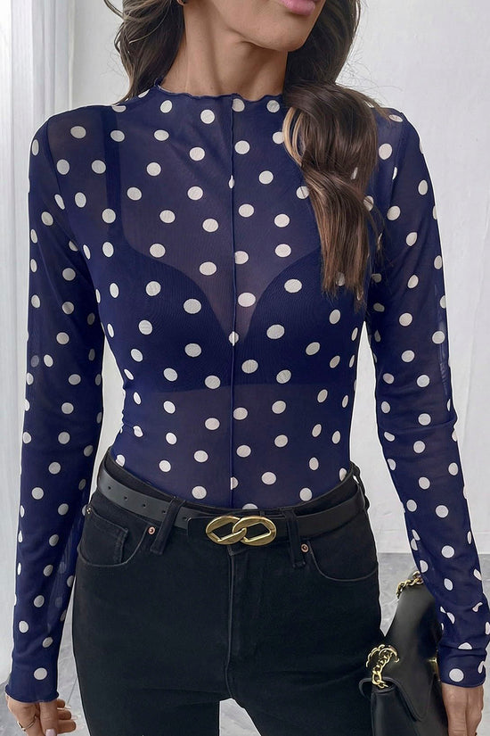 Polka Dot Sheer Long Sleeve Top