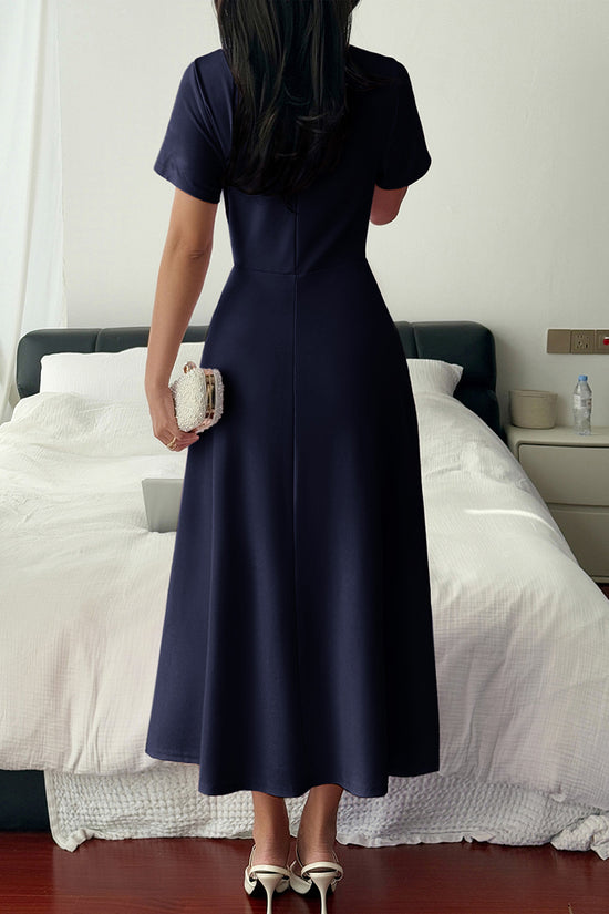 Elegant Short Sleeve Midi Dress