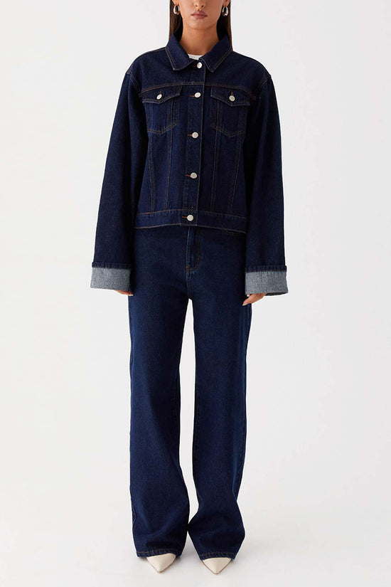 Classic Denim Jacket with Button-Down Front