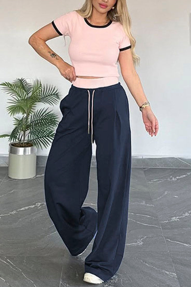 Chic Crop Top and Wide Leg Pants Set