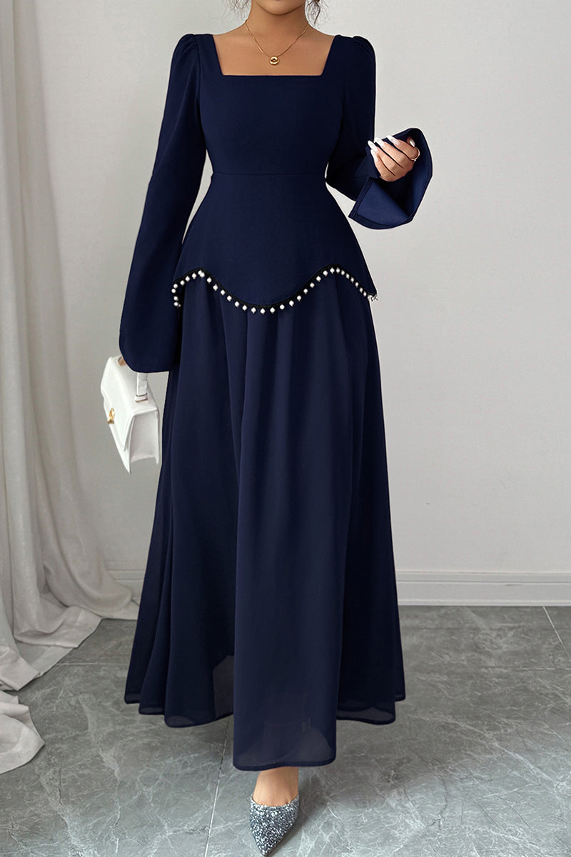 Elegant Square Neck Maxi Dress