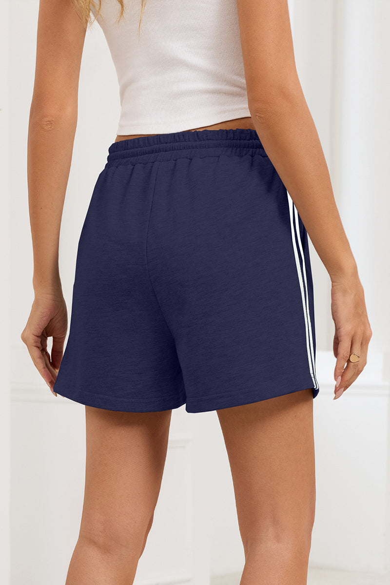 Striped Casual Shorts with Pockets