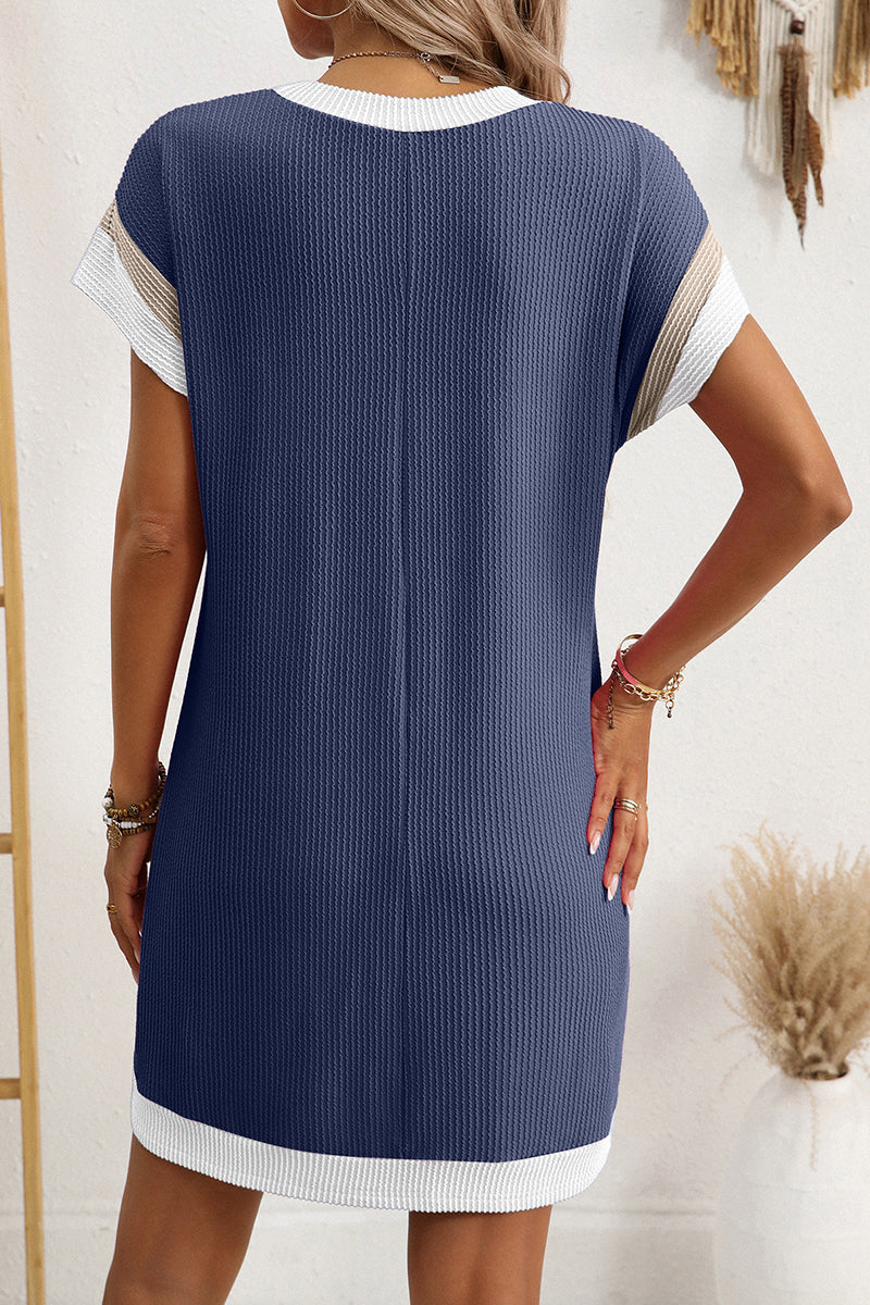Pocket Detail Textured Casual Dress