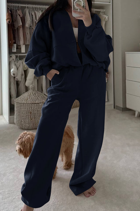 Casual Relaxed Fit Pants Set