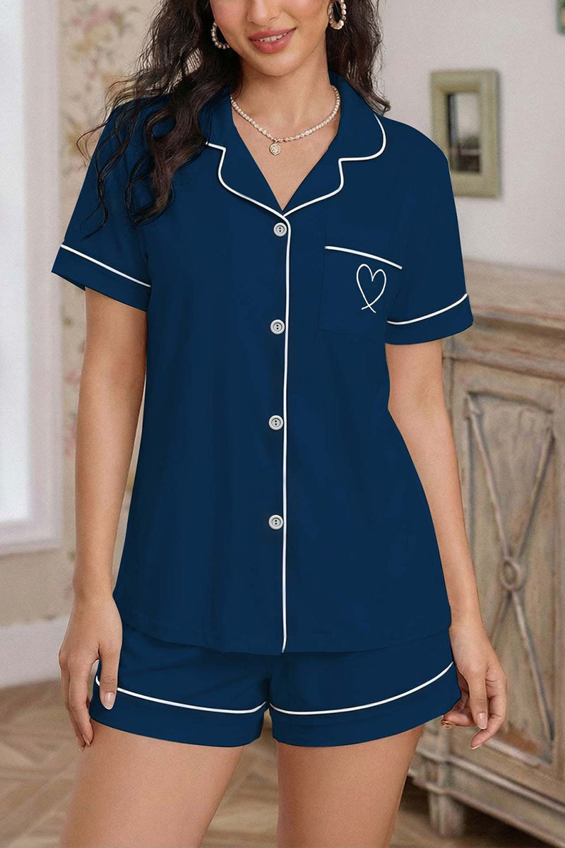 Heart Accent Short Sleeve Pajama Set