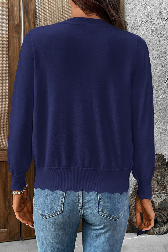 Scalloped Edge Button-Up Cardigan