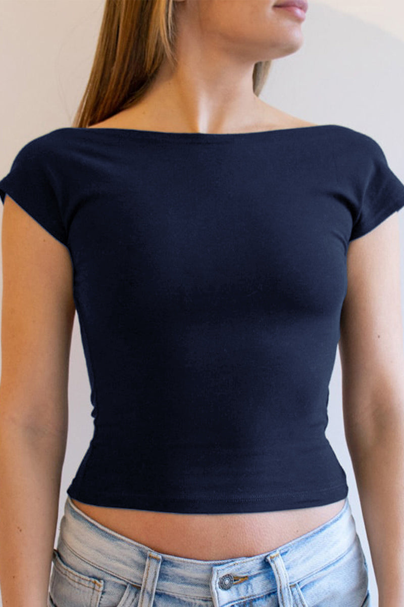 Elegant Cap Sleeve Cropped T-Shirt