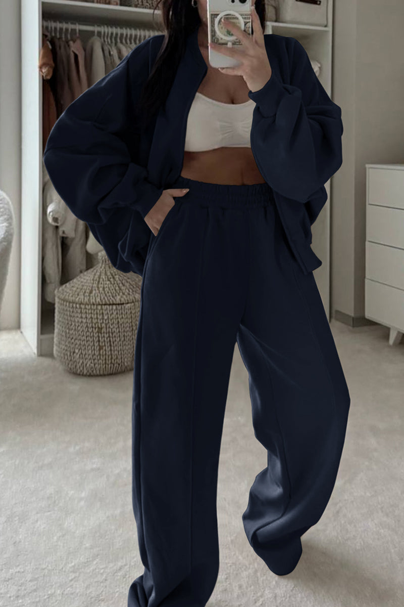 Casual Relaxed Fit Pants Set