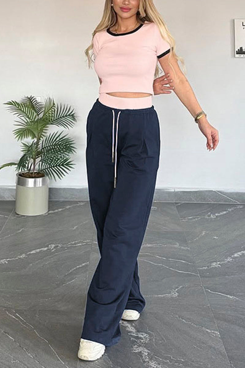 Chic Crop Top and Wide Leg Pants Set