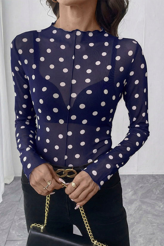 Polka Dot Sheer Long Sleeve Top