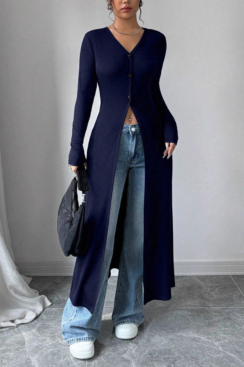 Longline Button-Up Cardigan