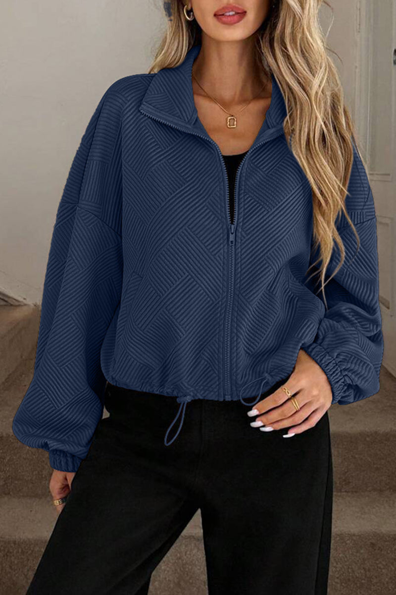 Chic Textured Zip-Up Jacket